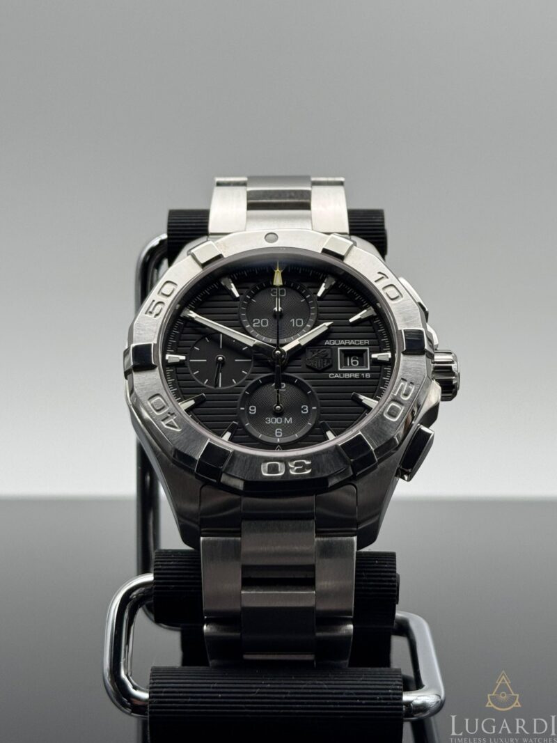 Tag Heuer Aquaracer CAY2110 black dial Calibre 16 43mm chronograph 300m on steel bracelet