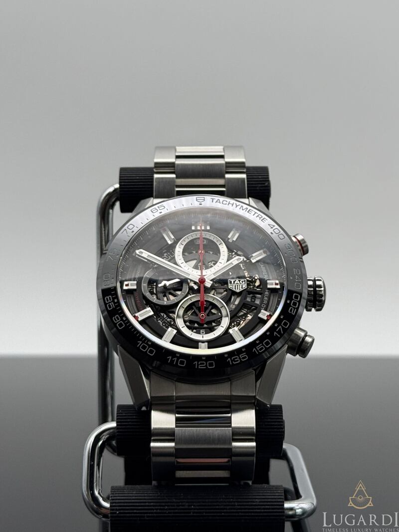 TAG Heuer Carrera Heuer 01 CAR201V skeleton dial 43mm ceramic tachymeter on steel bracelet