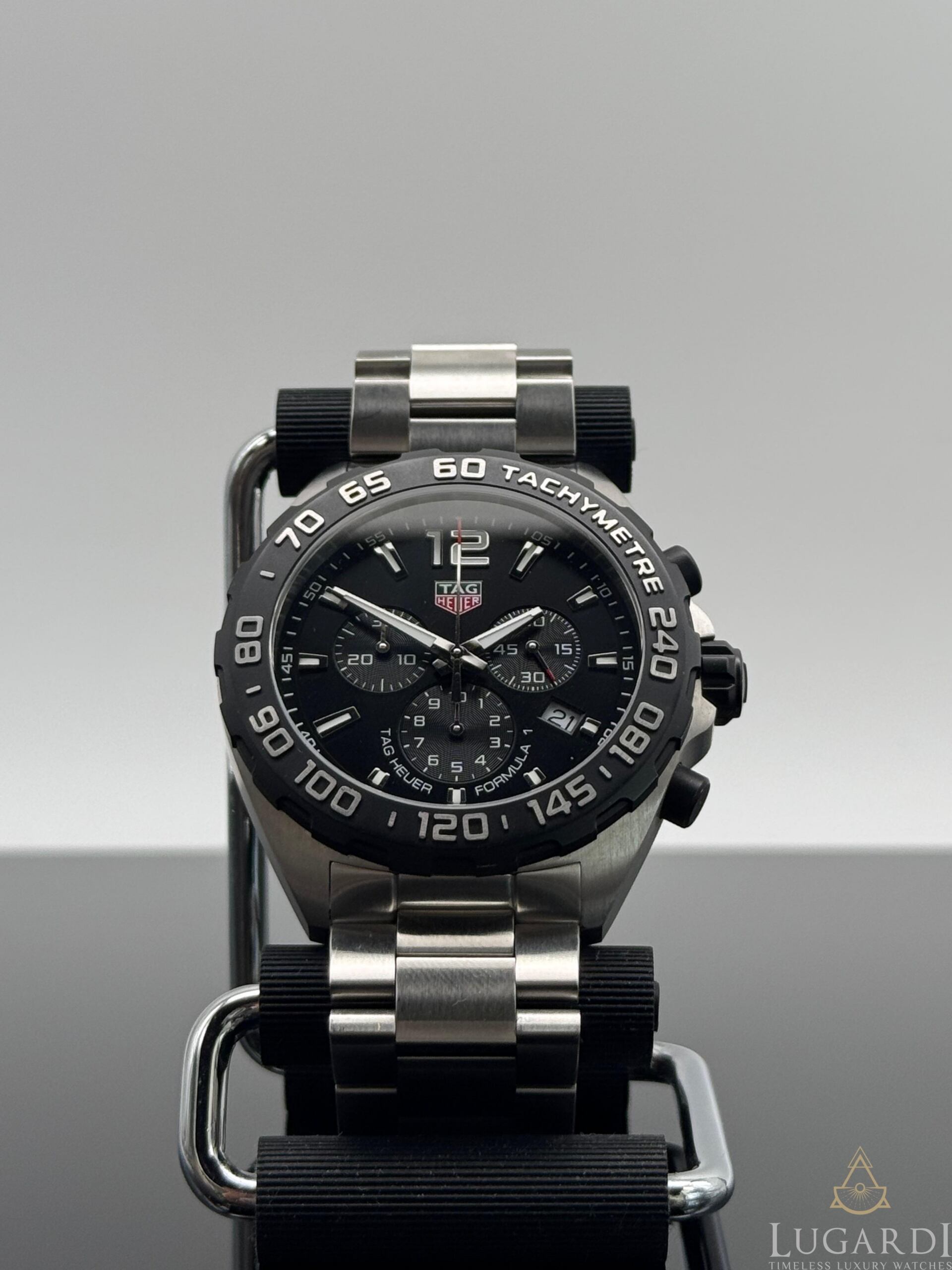 TAG Heuer Formula 1 CAZ1010 black dial chronograph 43mm tachymeter on steel bracelet