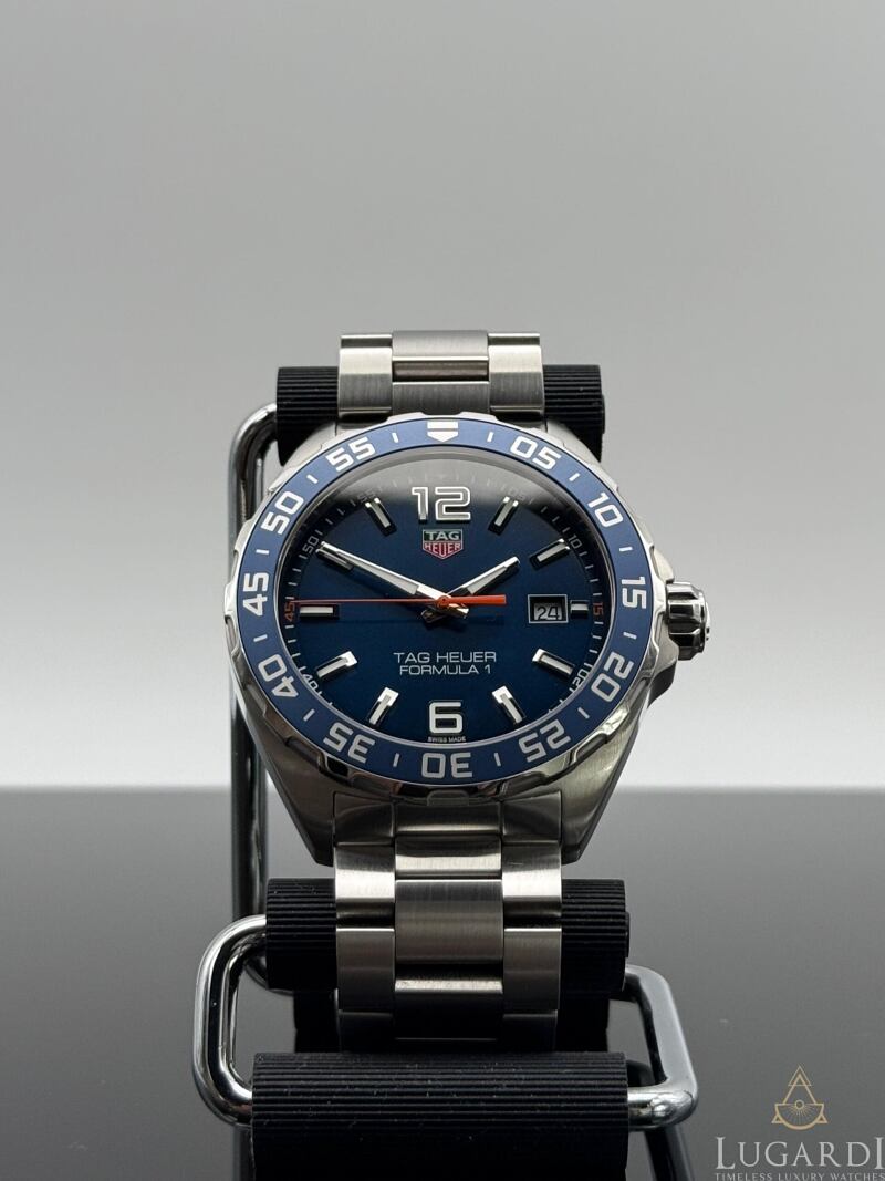 TAG Heuer Formula 1 WAZ1010 blue dial 43mm racing bezel on steel bracelet