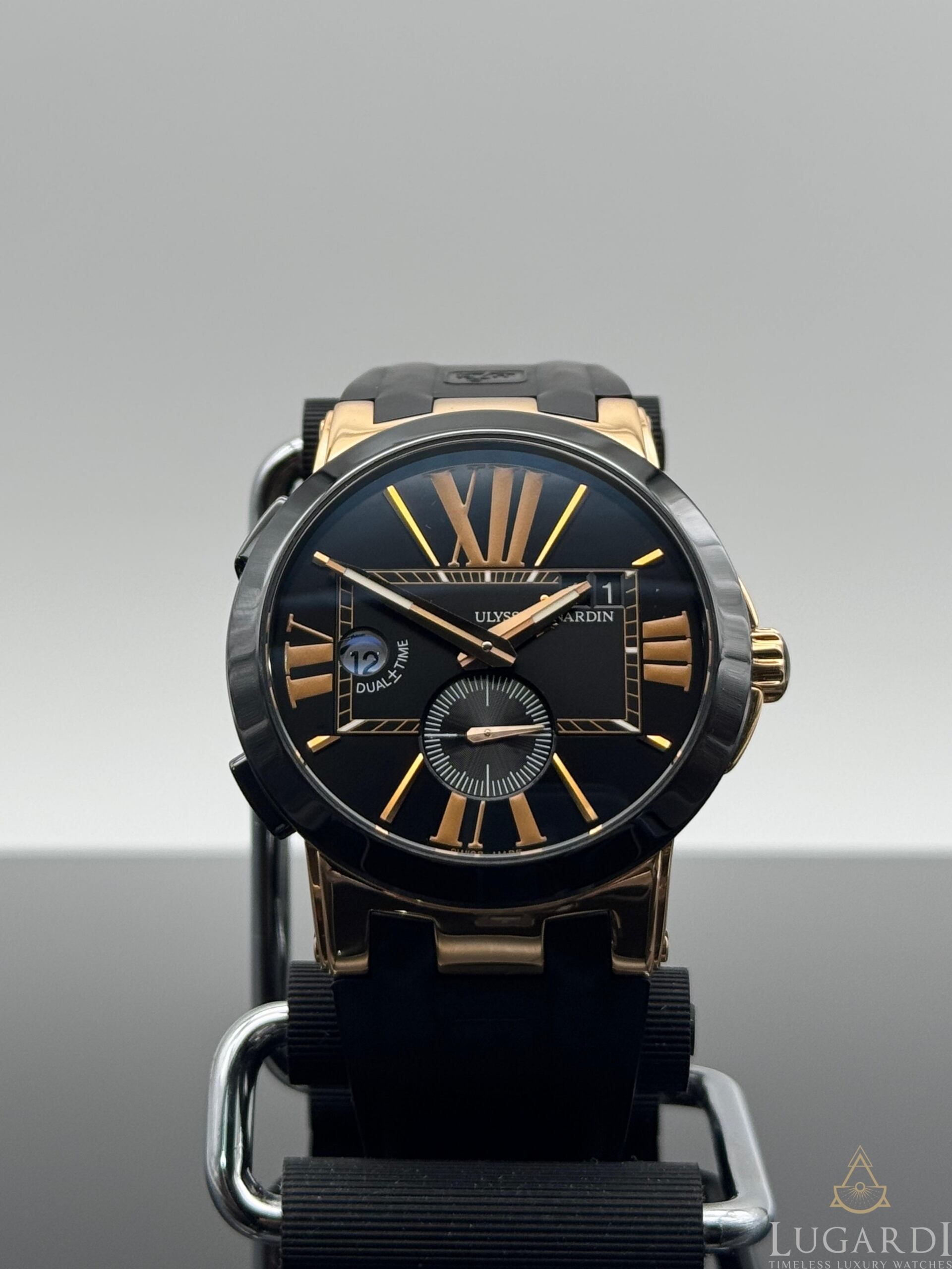 Ulysse Nardin Executive Dual Time 246-00 black dial rose gold 43mm ceramic bezel