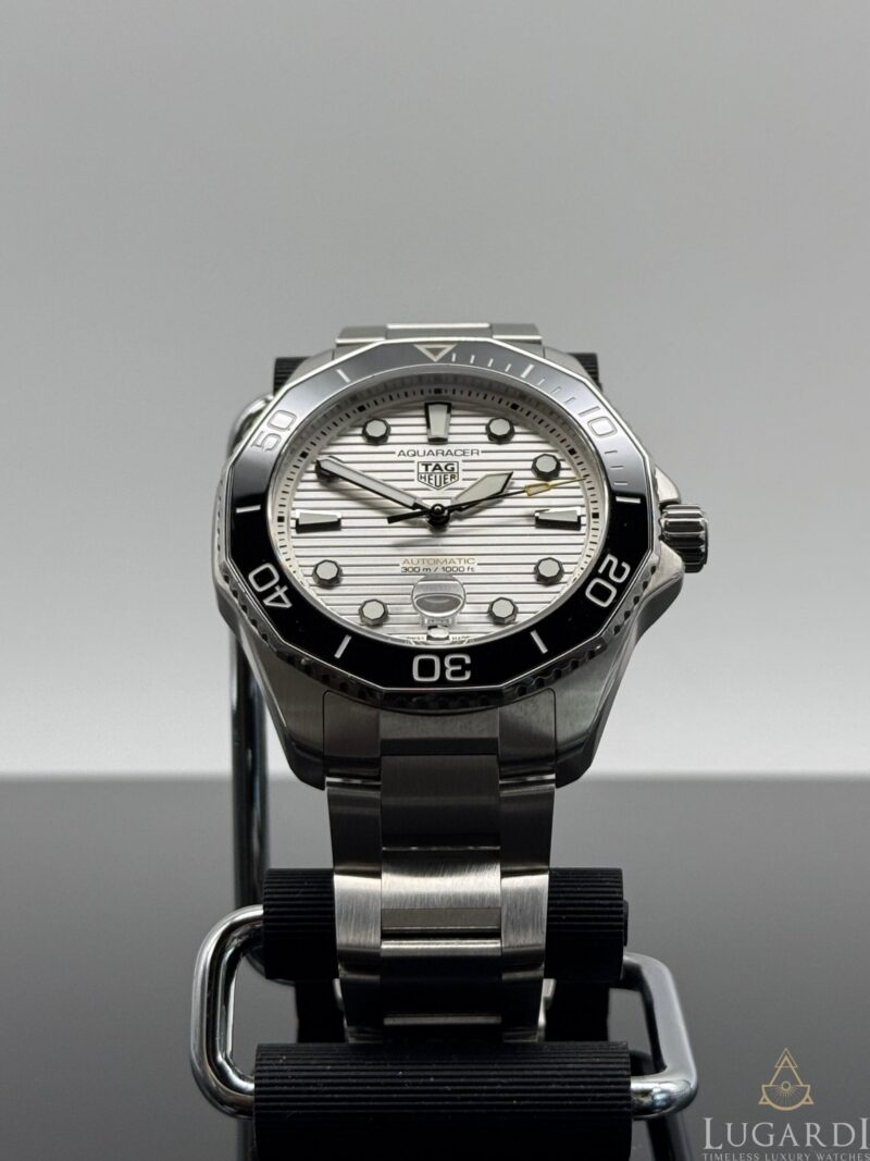 TAG Heuer Aquaracer WBC201C silver wave dial black ceramic bezel steel bracelet
