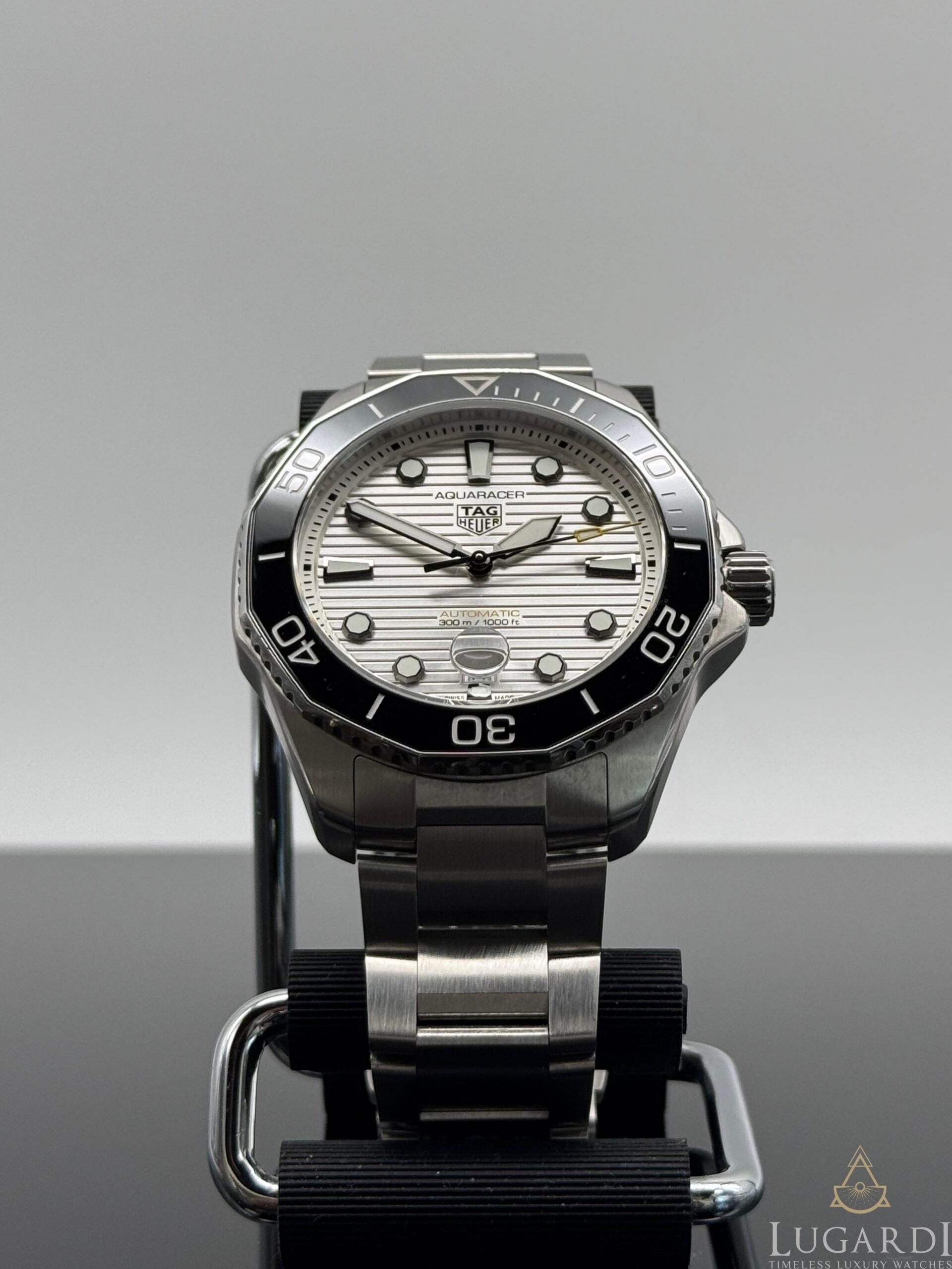 TAG Heuer Aquaracer WBC201C silver wave dial black ceramic bezel steel bracelet